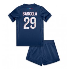 Paris Saint-Germain Bradley Barcola #29 Hemmaställ Barn 2024-25 Korta ärmar (+ Korta byxor)